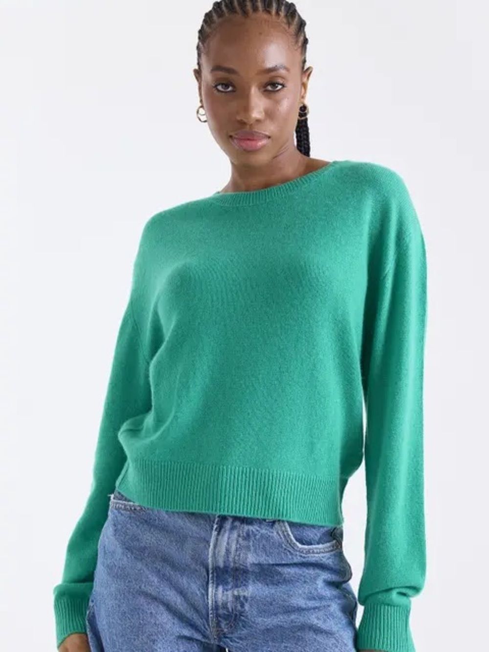Nordstrom Women’s Green 100% Cashmere Knit Crew Neck Sweater Size S